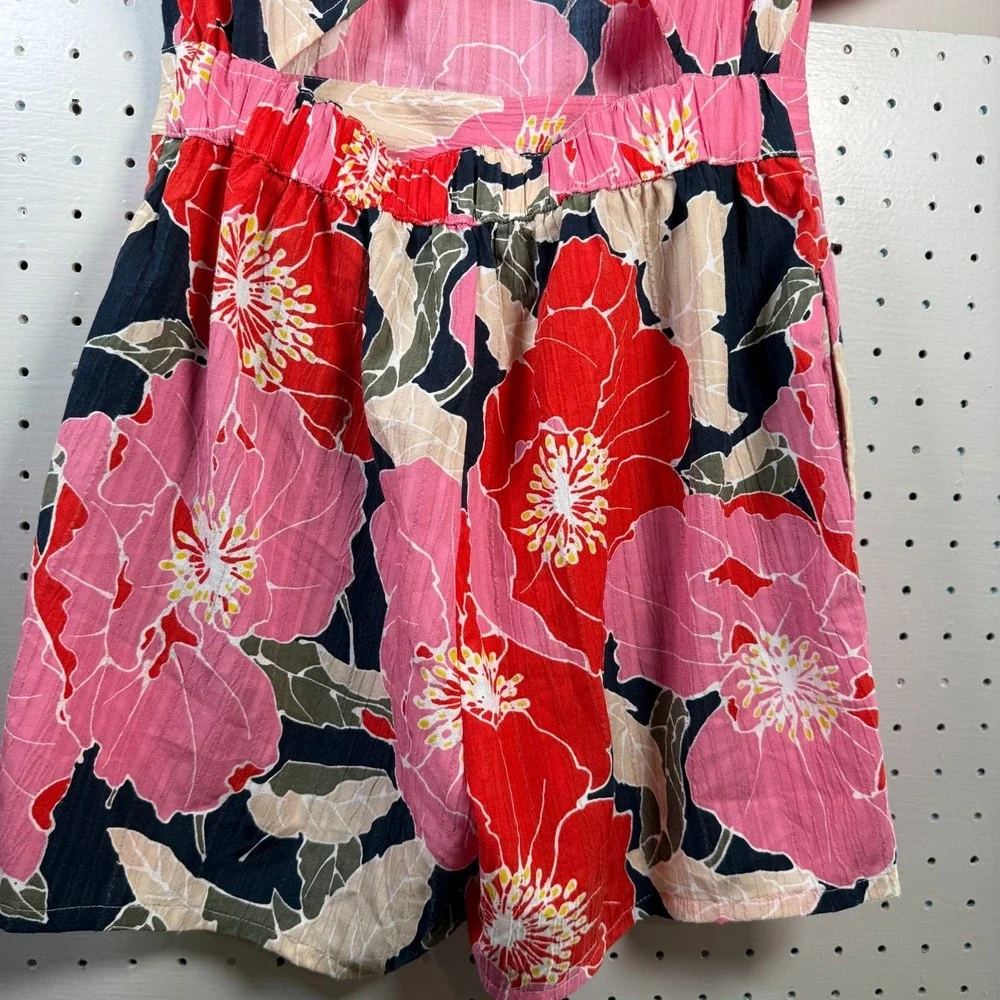 Ann Taylor Loft Romper‎ Women's Size XXS Pink Floral Short Sleeves Round Neck